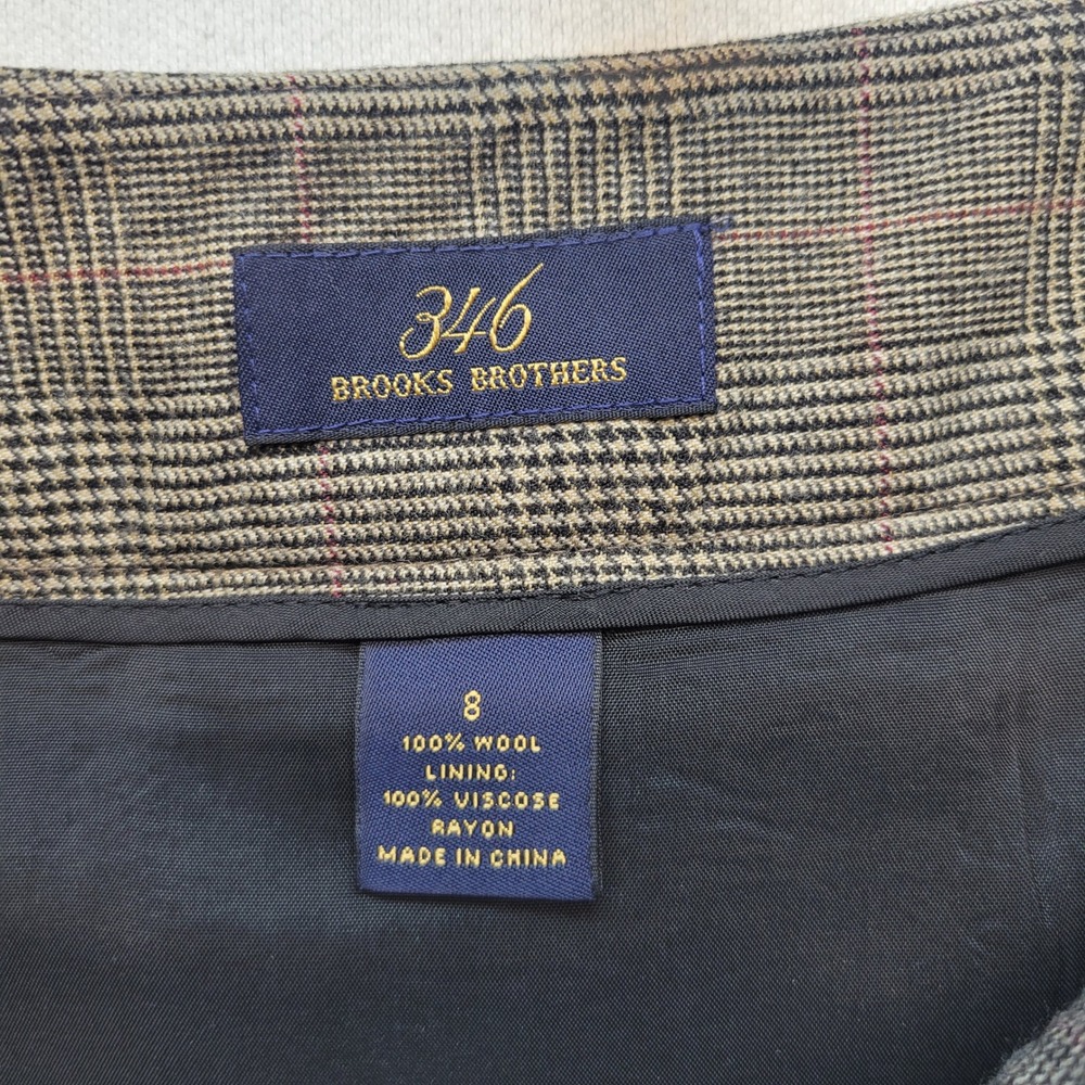 Brooks Brothers 346 Blazer+Skirt 2-pc Set Women 8 Gray Plaid Wool A-Line Pleated - Picture 9 of 16